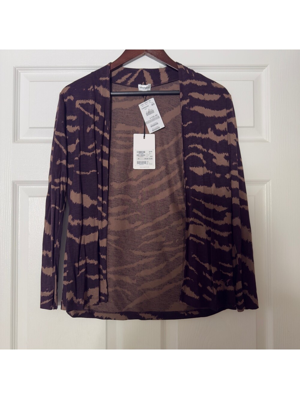 Mayerline Collection Women's Wine Color Animal Print Cardigan Size M